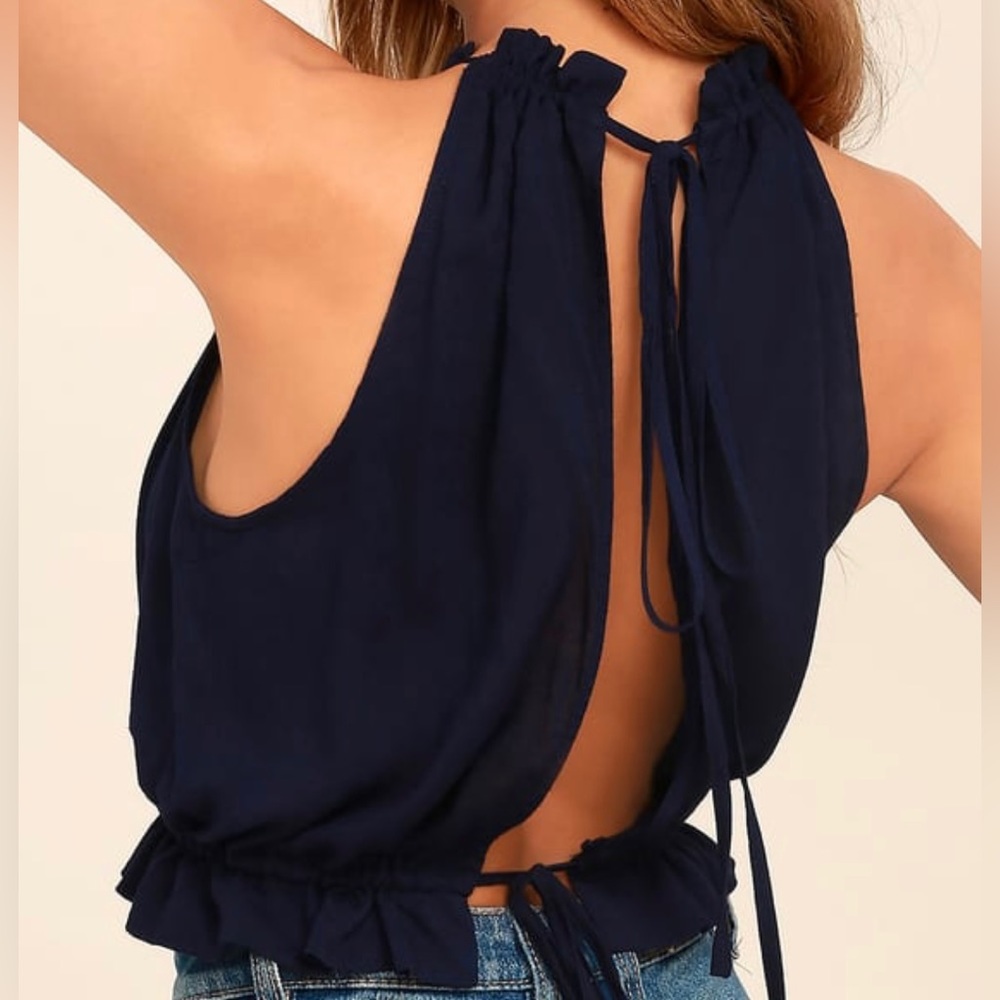 Nostalgia navy blue crop top - Lulu’s